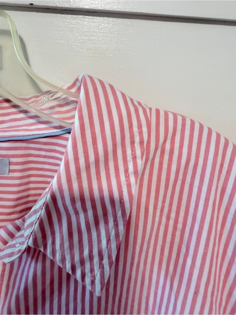 croft & barrow Pink and White Striped Collared Shirt - Picture 5 of 6
